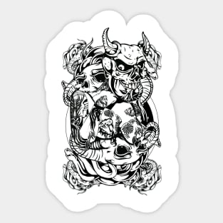 Lady Skull - black n white Sticker